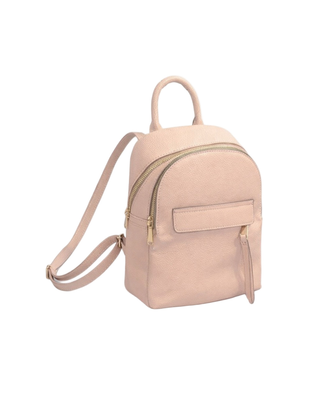 small pink faux leather backpack